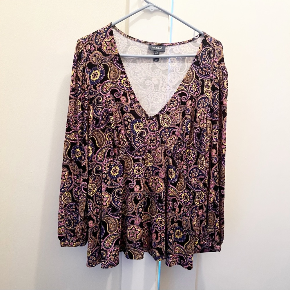 ModCloth Country Royalty Peplum Paisley Top NWT